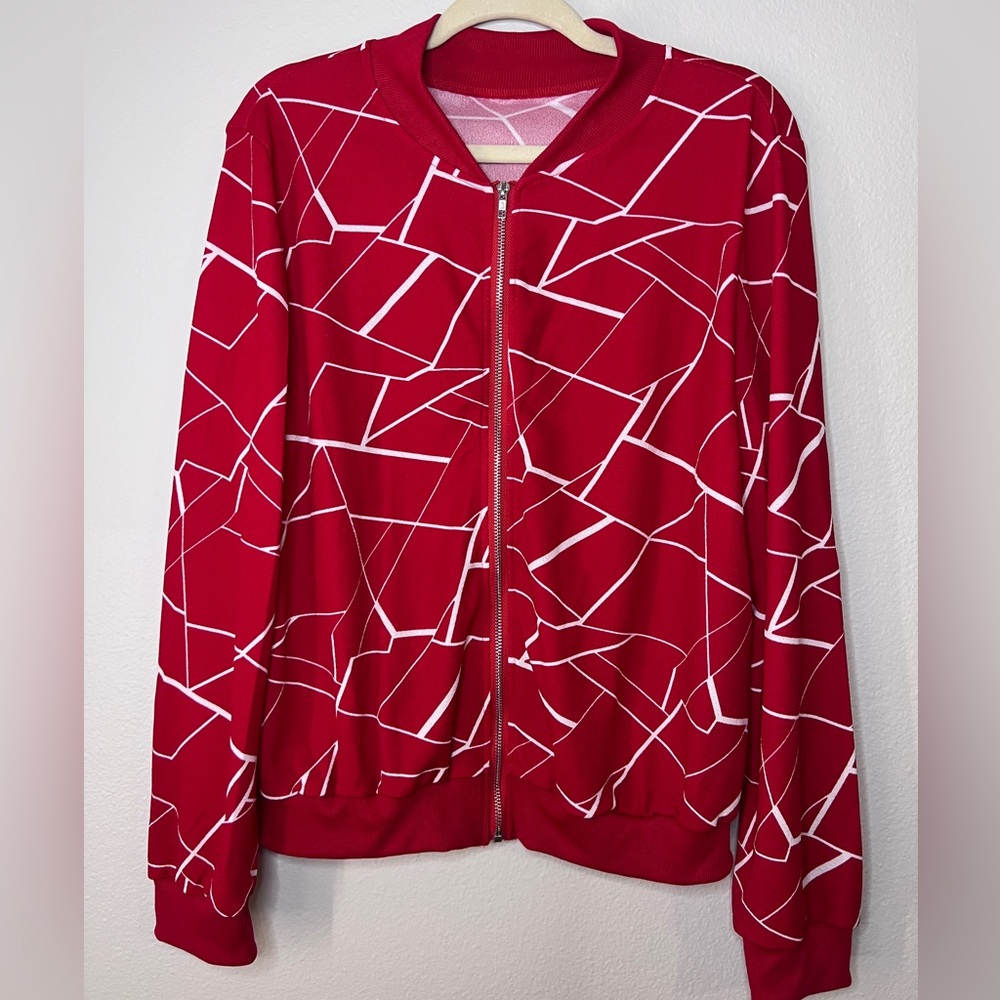 SHEIN Stylish Red Geometric Women's Jacket